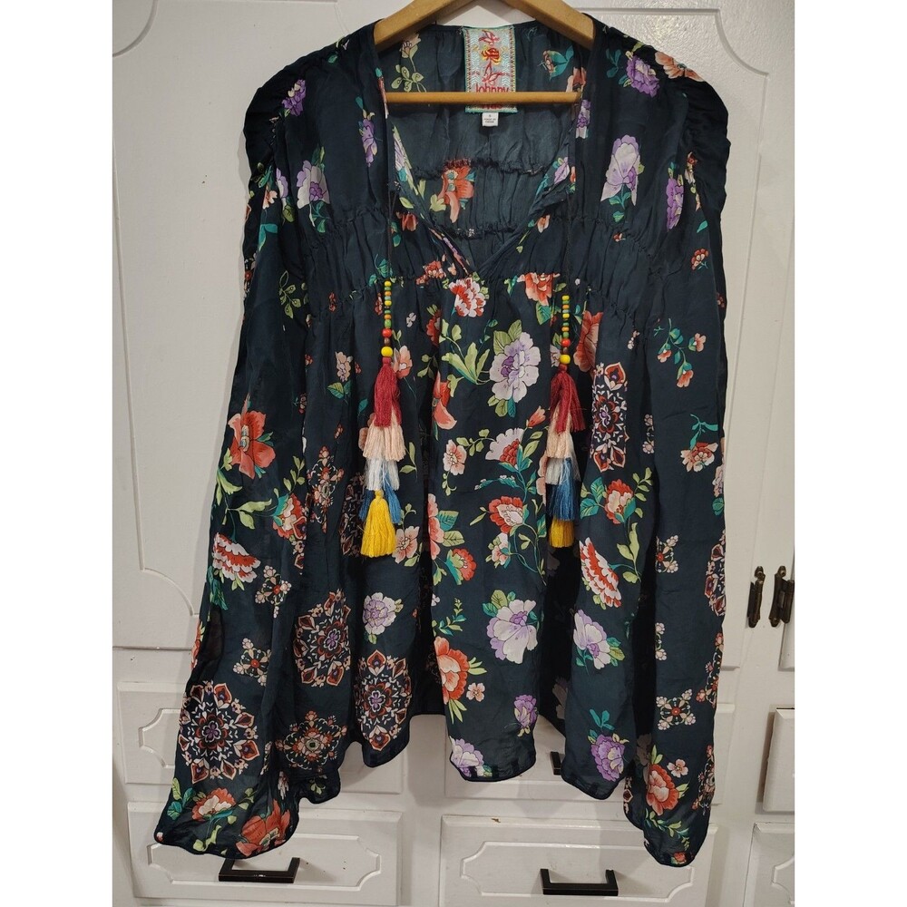 Johnny Was Harley Peasant Tassels Top Size Small Boho